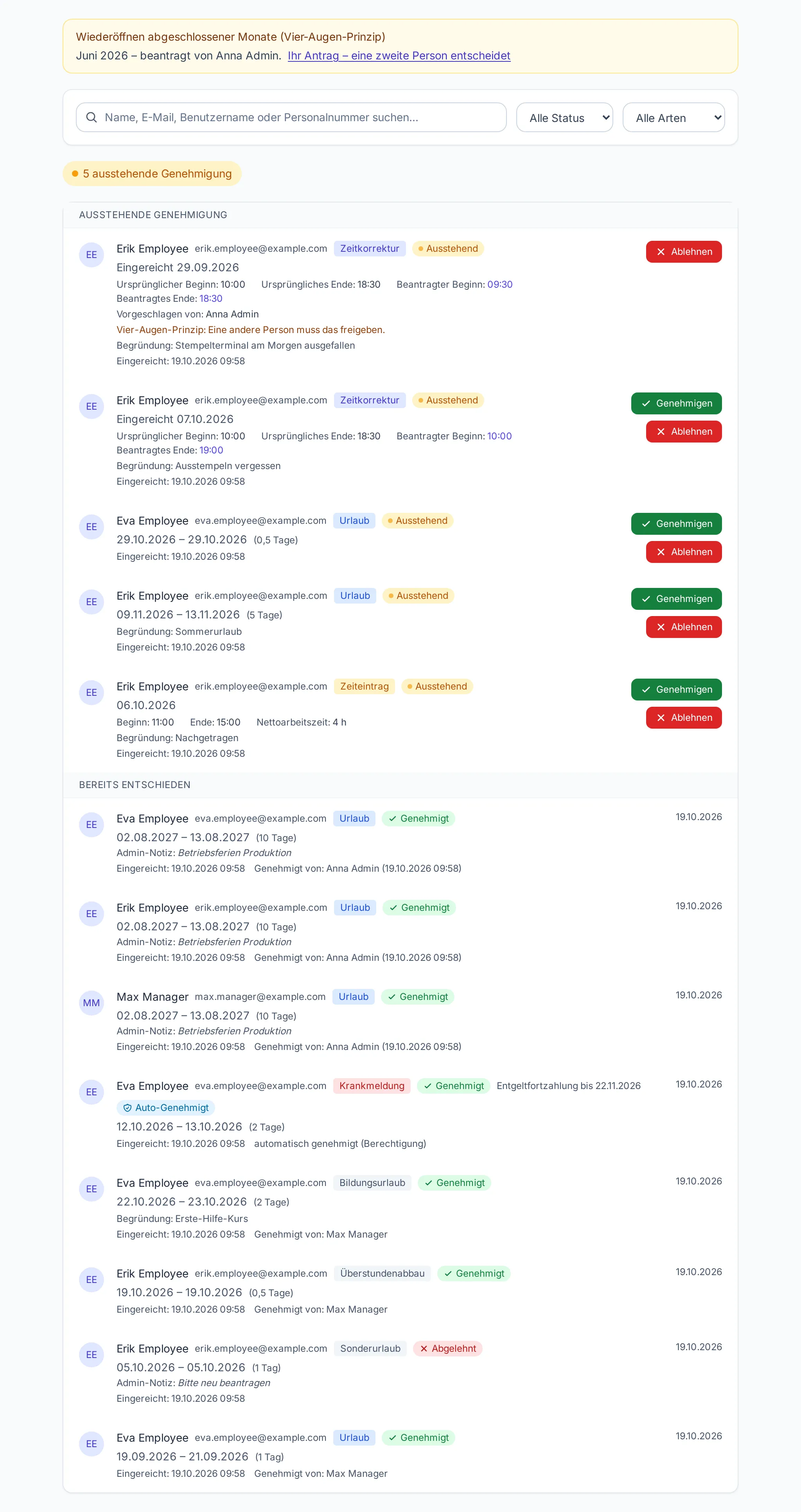 Admin → Anträge: ausstehende zuerst